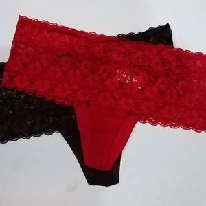 Two pairs of lace boy shorts